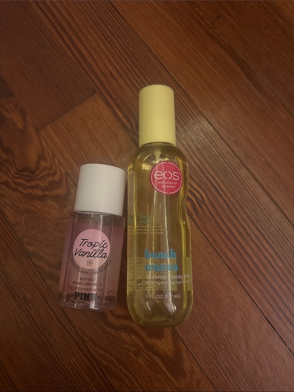 eos Beach Waves and PINK tropic vanilla body mist